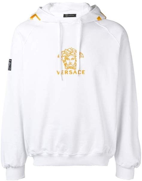 versace pullover weiß|versace patch embroidery hoodie.